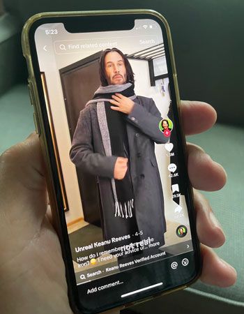 TikTok account featuring a deepfake of Keanu Reeves