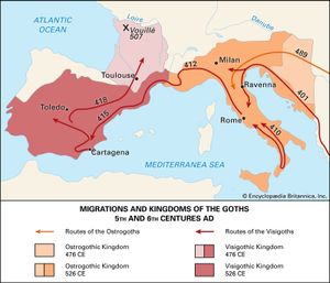 Migrations and kingdoms of the Goths in the 5th and 6th centuries ce