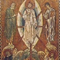 Transfiguration of Christ, mosaic icon, early 13th century; in the Louvre, Paris.