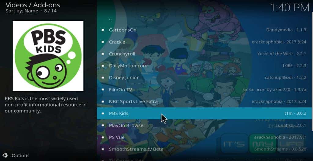 PBS Kids Kodi addon