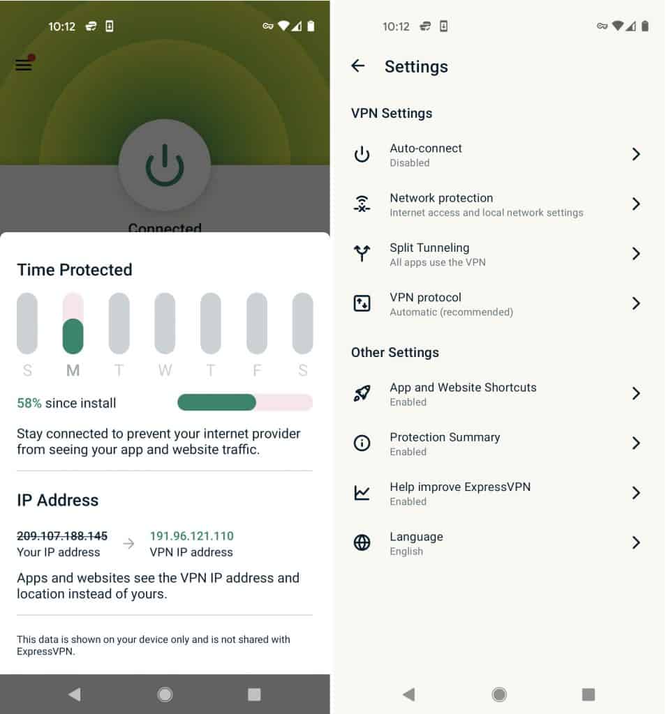 ExpressVPN Time protected