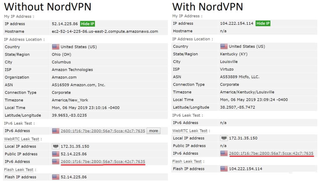 nordvpn leak test