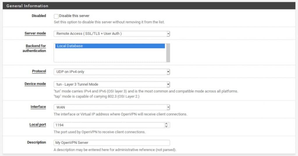 pfSense - Server - General Information