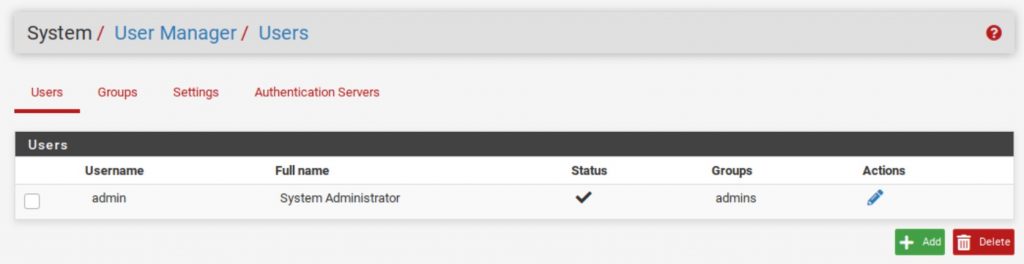 pfSense - User Manager
