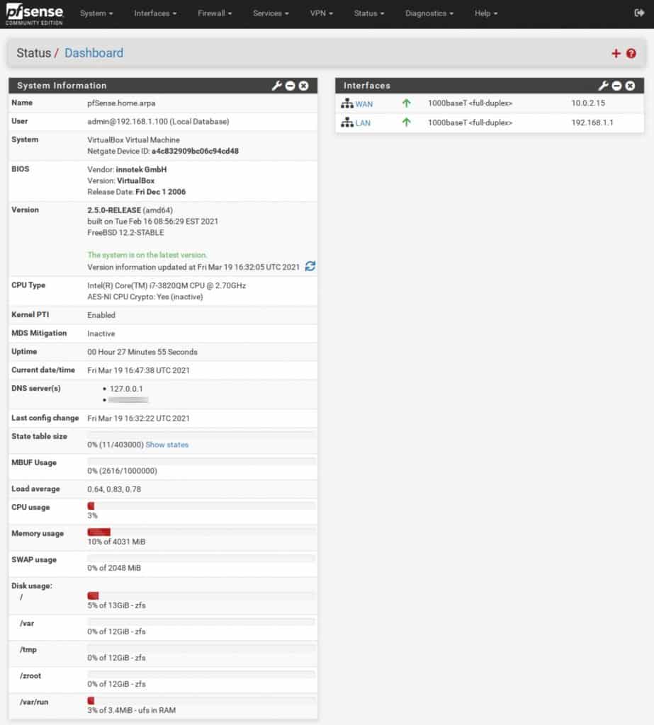 pfSense - WAN & LAN