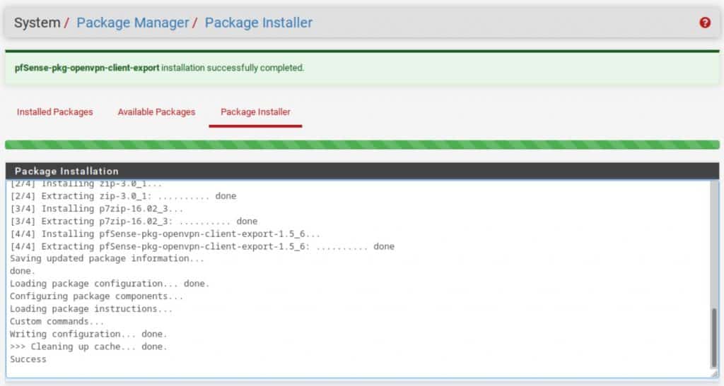 pfSense - Package Installed