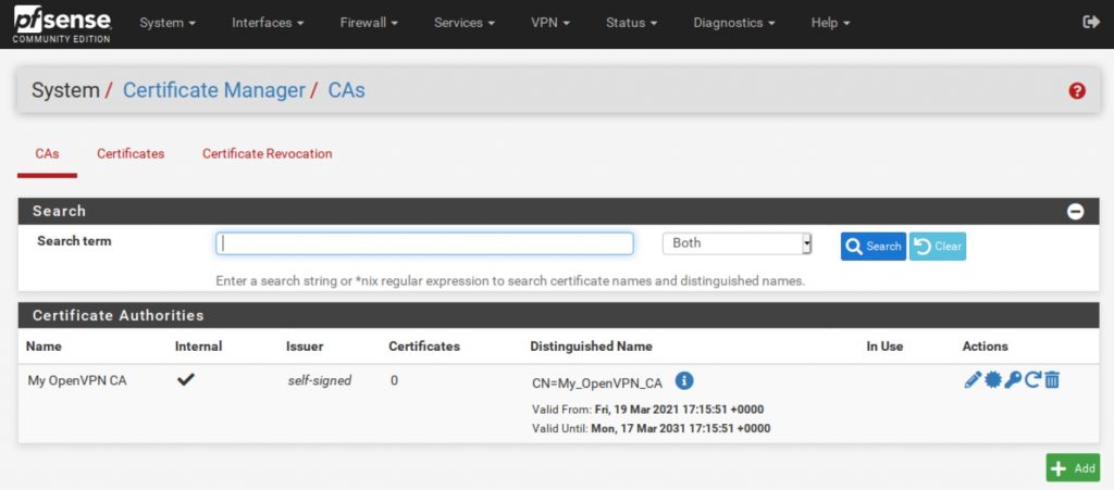 pfSense - CA Created