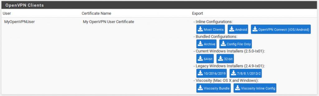 pfSense - Export User Bundle