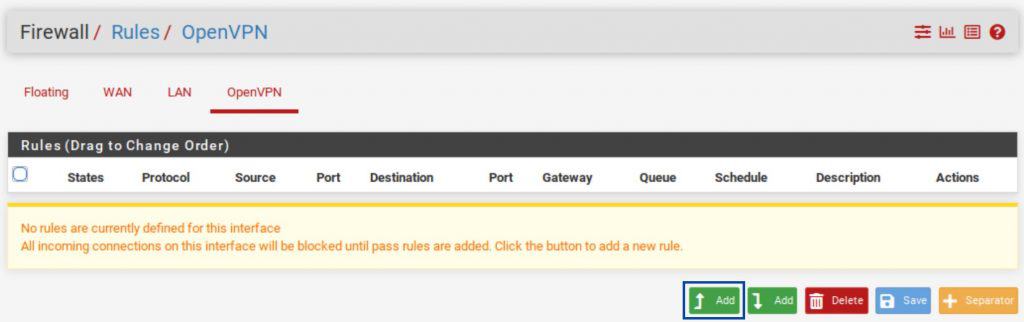 pfSense - Firewall Rules - Click Add