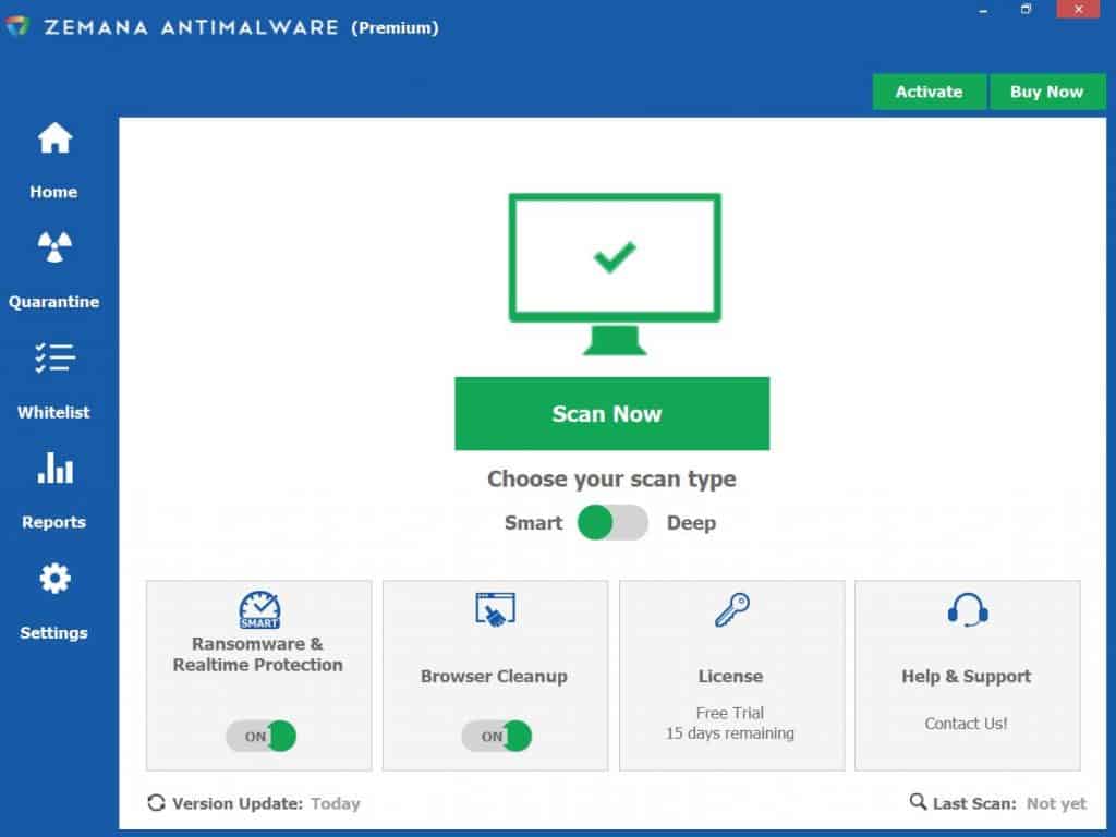 Zemana Anti-Malware home screen