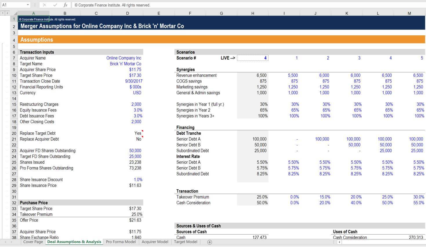 M&A modeling course in Excel