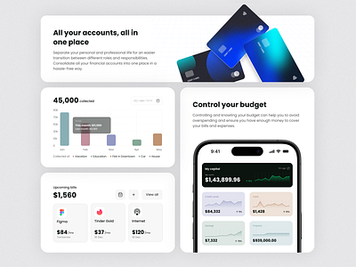 Design Elements of Finance Dashboard | MSW bento grids clean dashboard dashboard design design finance finance dashboard fintech graph income management management dashboard minimalist money overview saving spending statistics ux ui wallet