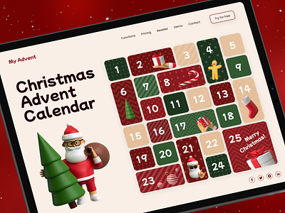 Online Advent Сalendar Сoncept | Merry Christmas advent advent calendar calendar calendar ui christmas colors countdown gift grid illustration new year new year gift online advent present timer ui design web web design website x mas