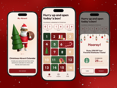 Mobile App Advent Сalendar Сoncept | Merry Christmas advent advent calendar calendar ui christmas colors countdown gift grid illustration mobile mobile app mobile design new year new year gift present ui design x mas