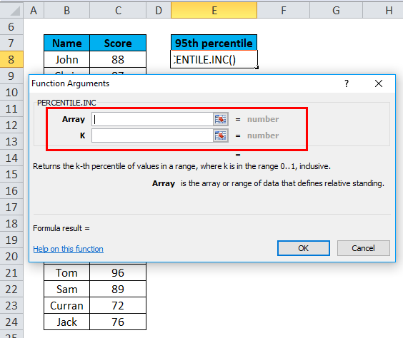 PERCENTILE Example 1-4