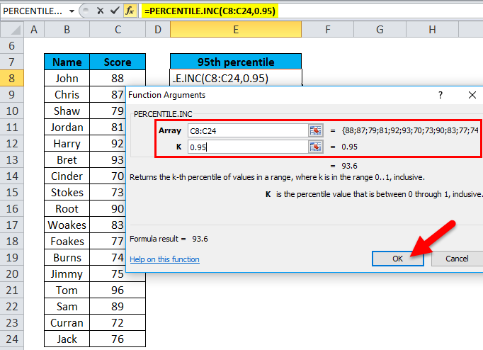 PERCENTILE Example 1-5