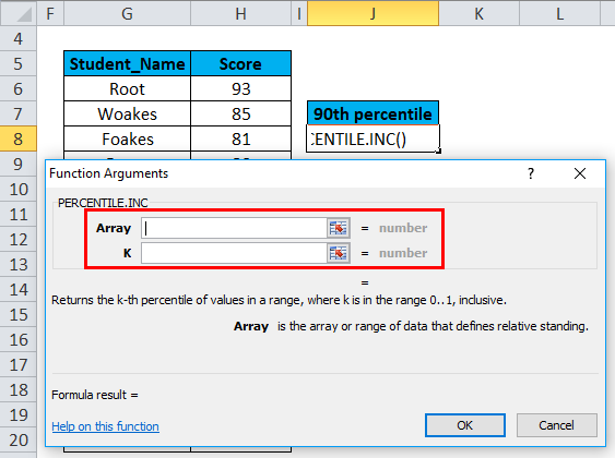 PERCENTILE Example 2-4