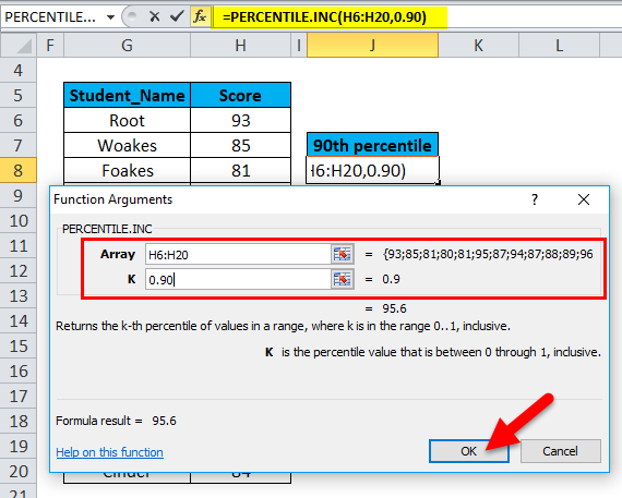 PERCENTILE Example 2-5