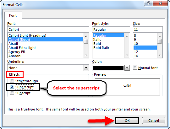 Select the Superscript Example 7-6