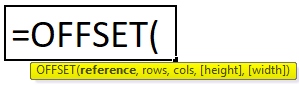 OFFSET Formula Syntax