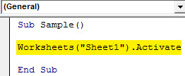 Activate WorkSheet