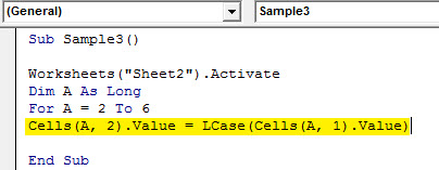 VBA LCase Example 4.5