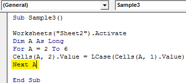 VBA LCase Example 4.6