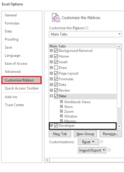 Excel Options -XML