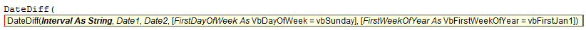 Syntax of DateDiff Function