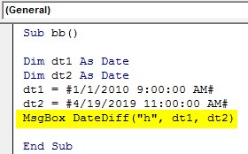 VBA DateDiff Example 1-8