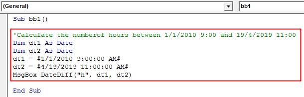 VBA DateDiff Example 2-6