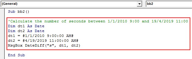 VBA DateDiff Example 2-7