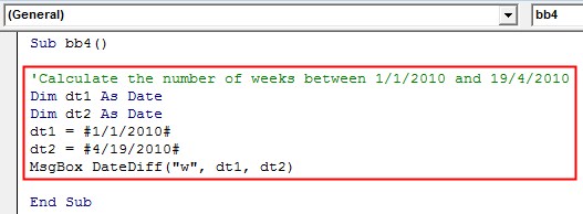 VBA DateDiff Example 2-9