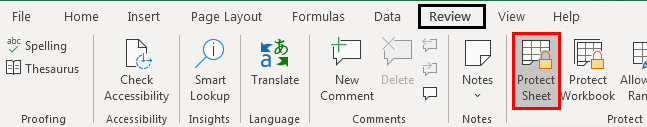 Select Protect Sheet option
