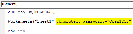 VBA Unprotect Sheet Example 2-3