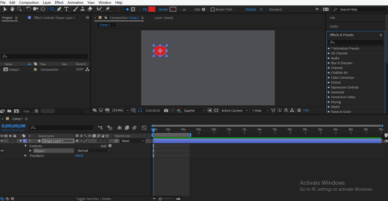 Export in After Effects 5 Draw a Circle