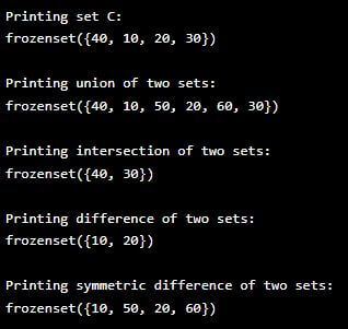 Operations on FrozenSets