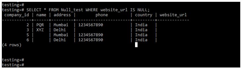 PostgreSQL IS NULL 4