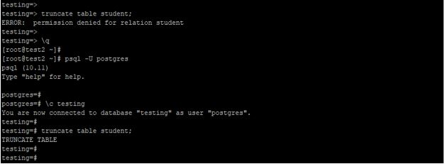 PostgreSQL TRUNCATE TABLE1