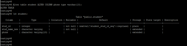 Data Type of Column