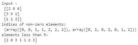 NumPy nonzero output 2