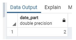 PostgreSQL datediff op 8