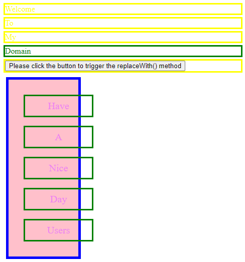 jQuery replace with output 2