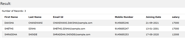 DB2 between output 1.2