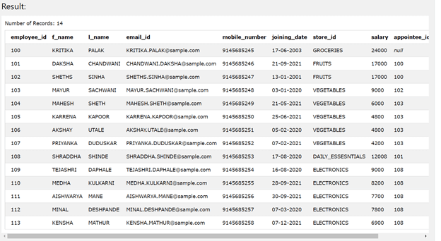 DB2 between output 1