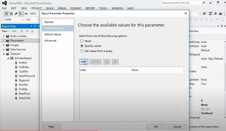 SSRS Parameter Add Reports 5