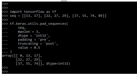 Keras pad_sequences - Arguments