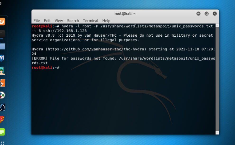 Kali Linux Hydra Login