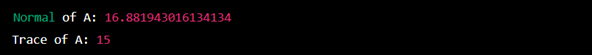 normal and trace of matrix