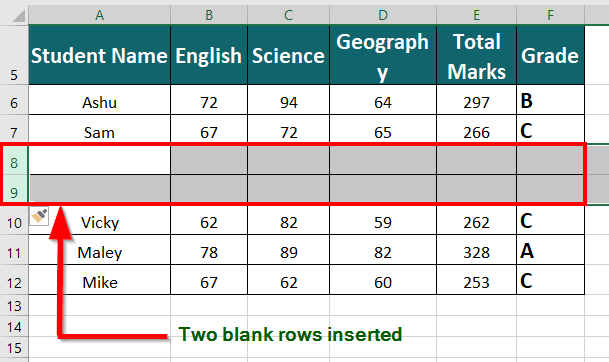 Insert Rows 